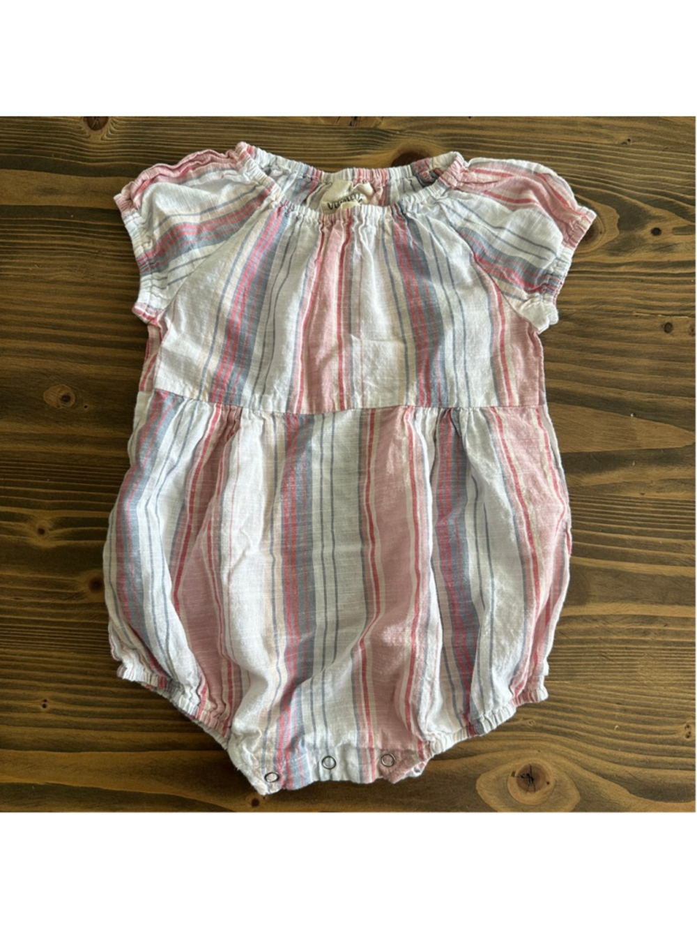 Baby Girl Vignette Striped Cotton Romper 12–18M White Pink Blue Bubble CS